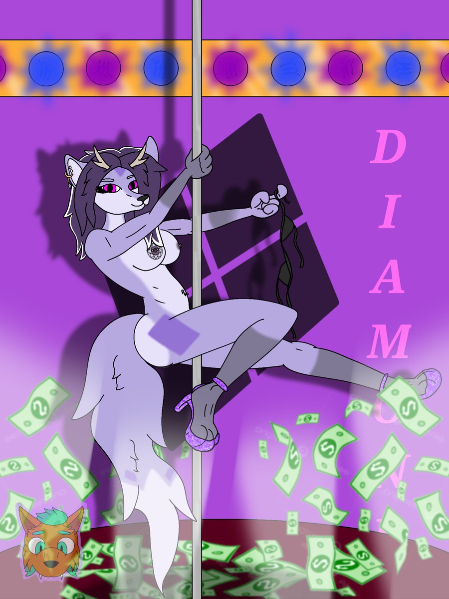 KnightViper1998's tweet photo. My half of an #arttrade with SavannahTheHyenaQueen

Diamond is putting on one hell of a show
💸💸💸💸
#art #artistsontwitter #furry #furryart #furryartist #anthroart #Anthro #nude #nsfw #nsfwtwt #strip #strippole #money https://t.co/z86qlvZyJL