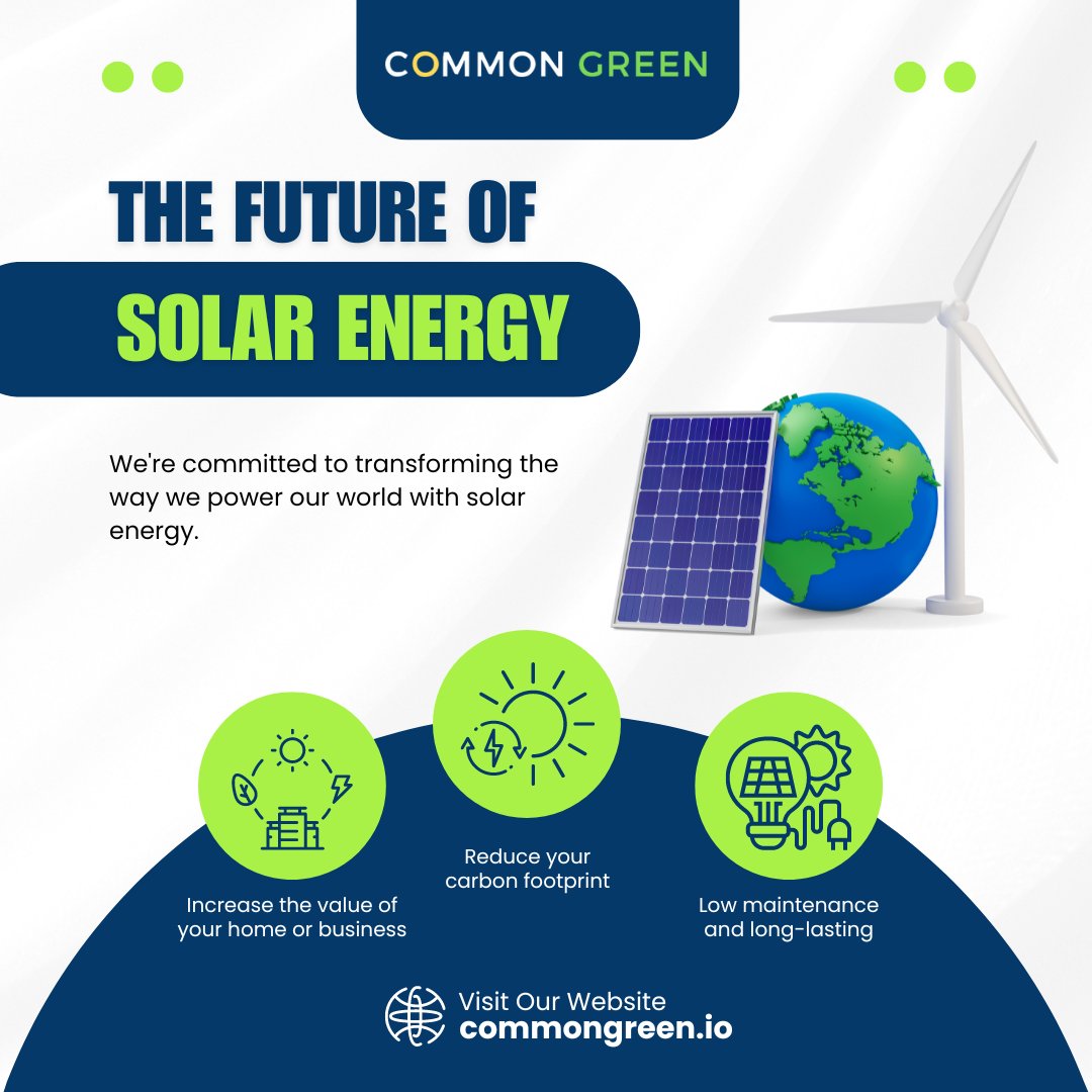 commongreen2023's tweet photo. Harness the power of the sun and transform your energy consumption. Solar energy is not just a choice, it’s the future. 🔋

#SolarEnergy #RenewableEnergy #SustainableLiving #GreenEnergy #EcoFriendly #SaveThePlanet #CleanEnergy https://t.co/5s0JaAKqjh