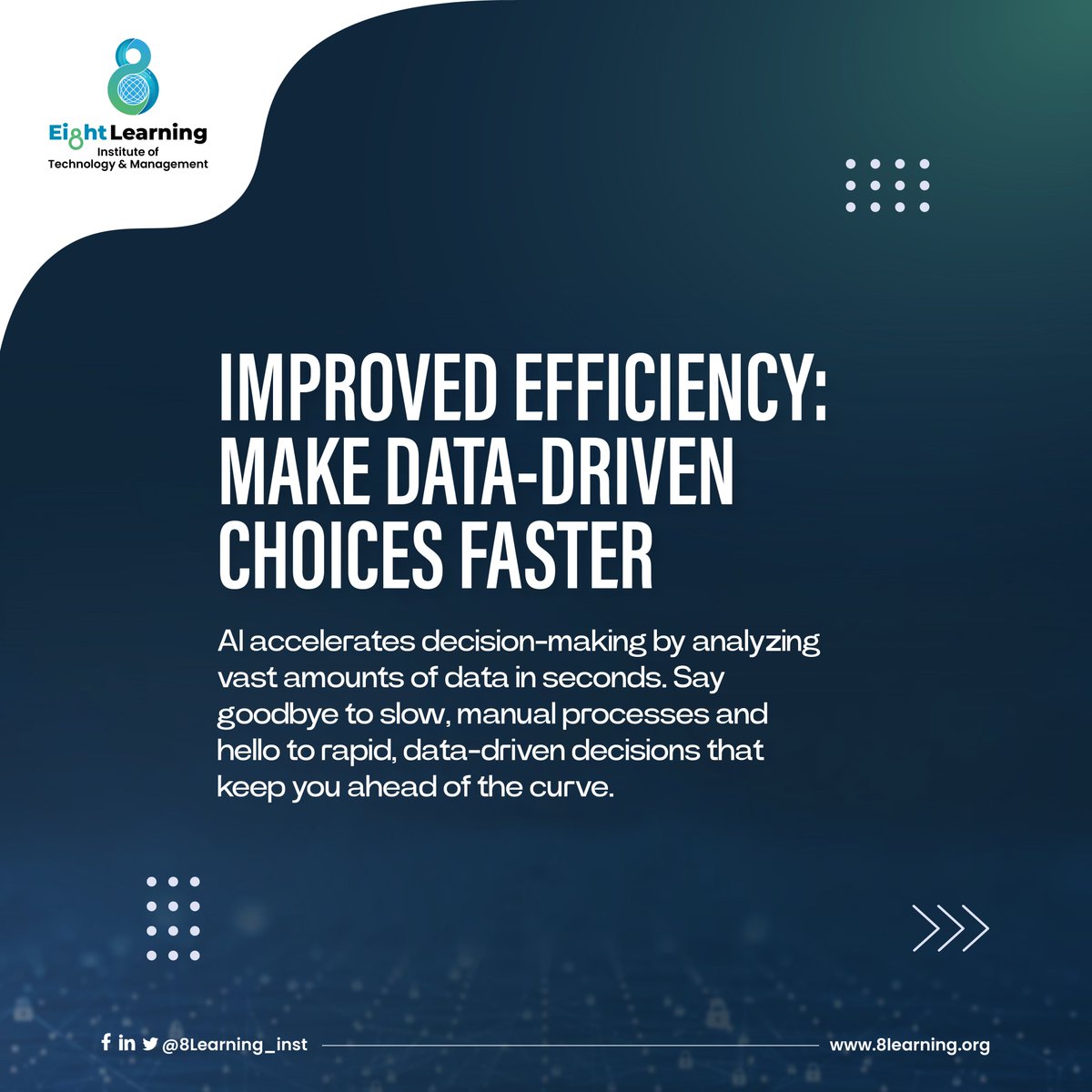 8learning_inst's tweet photo. AI is reshaping the way businesses operate, allowing for faster, more accurate decisions. 

As companies adopt AI, they discover its power to transform their strategies and operations. 

For detailed insights, sign up here 👉 https://t.co/hJgnowIKbX.

#AIDecisionMaking https://t.co/F8Q1BLNFV7