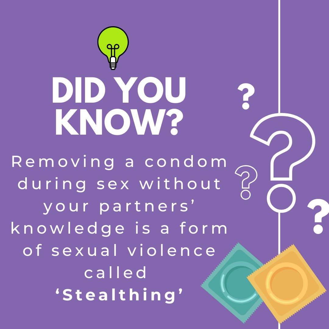 Stealthing—removing a condom without your partner's consent—is sexual violence. It breaches trust and autonomy. If you or someone you know has experienced this; the STAR Centre is here for you. You're not alone. 💜 #ConsentIsKey #StealthingAwareness #AnyBodyAnyTimeAnyType