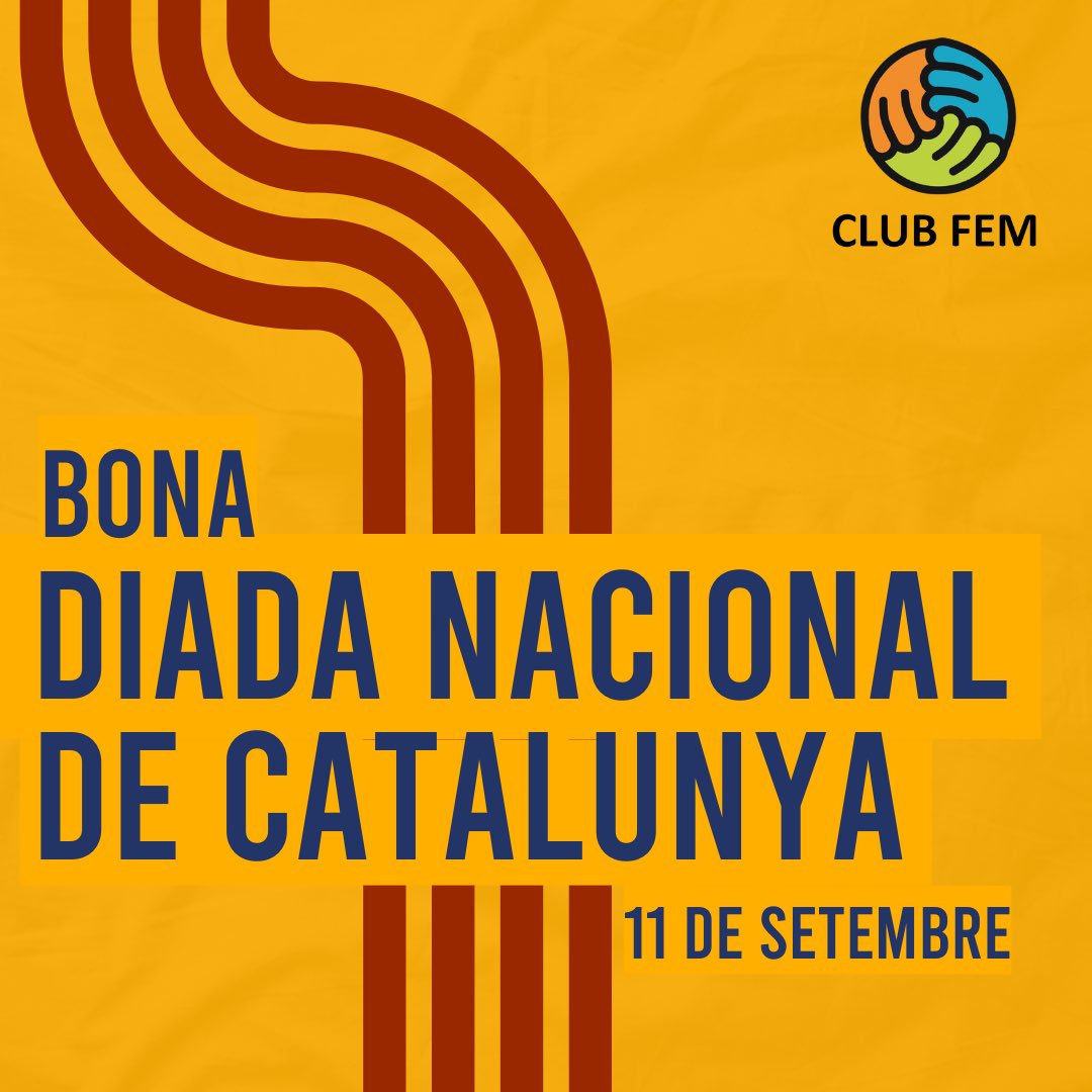 👋🏻 Avui, #OnzeDeSetembre, des del Club FEM volem desitjar-vos una bona 𝘿𝙞𝙖𝙙𝙖 𝙉𝙖𝙘𝙞𝙤𝙣𝙖𝙡 𝙙𝙚 𝘾𝙖𝙩𝙖𝙡𝙪𝙣𝙮𝙖❗

#ClubFem #Mataró #11s