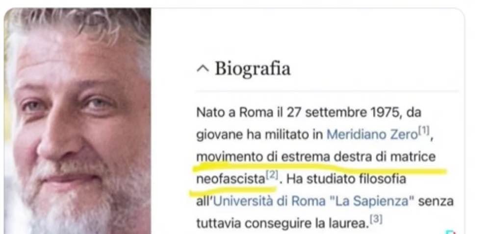 AlainLuca's tweet photo. Prima azione da Ministro, modificare la bio su Wikipedia eliminando l’appartenenza a Meridiano Zero. 
Visto le tante cose da fare come ministro, gli suggerisco di farsi affiancare da una collaboratrice esterna. A tal proposito si è appena liberata la dott.ssa Boccia. #BocciaGate https://t.co/QfqelnGoZm