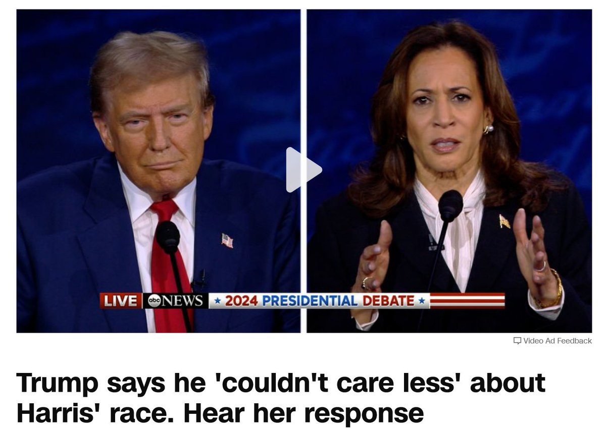 In my view Harris clearly won this debate. She was on the offensive even where she is most vulnerable (inflation, border, Afghanistan). By constantly attacking Biden (instead of Harris), Trump helped her though. #PresidentialDebate2024