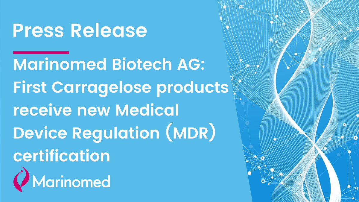 Marinomed Biotech AG: First Carragelose products receive new Medical Device Regulation (MDR) certification

➡️ Full press release: marinomed.com/en/news/news-d…

carragelose.com

#MDR #oceanofideas #medicaldevices #carragelose