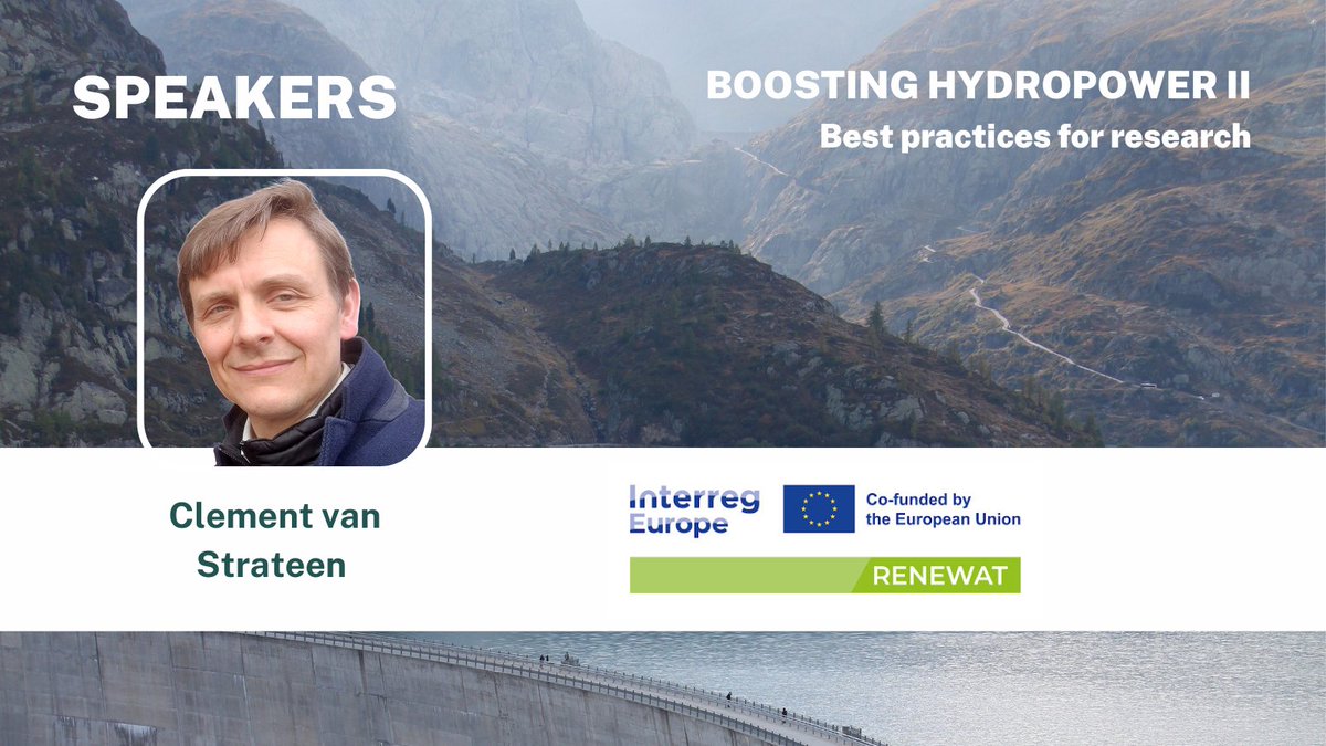 Our second speaker for the webinar "Boosting Hydropower II: best practices for research" is Clément Van Straaten, who will be presenting the Renewat Project 🌍🔋. 

Register here: register.gotowebinar.com/register/64968…

#ETIPHYDROPOWER #Hydropower #RenewableEnergy #EnergyStorage #Store2Hydro