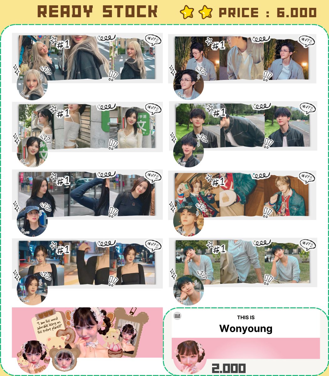 HALOOOOO! 😼 
boleh bantu repost? terimakasih yaaa<3

AY bawa layout ready stock liz jaemin gaeul jisoo mark chaeryeong dokyeom dk wonyoung, bisa claim sekarang juga!

✓price on photo
✓ava JPG &amp; PNG

DM <a href="/RofPstore/">AY! @ after DM</a> / wa.me/6282272286130
💳 QRIS/ewallet

#zonauang