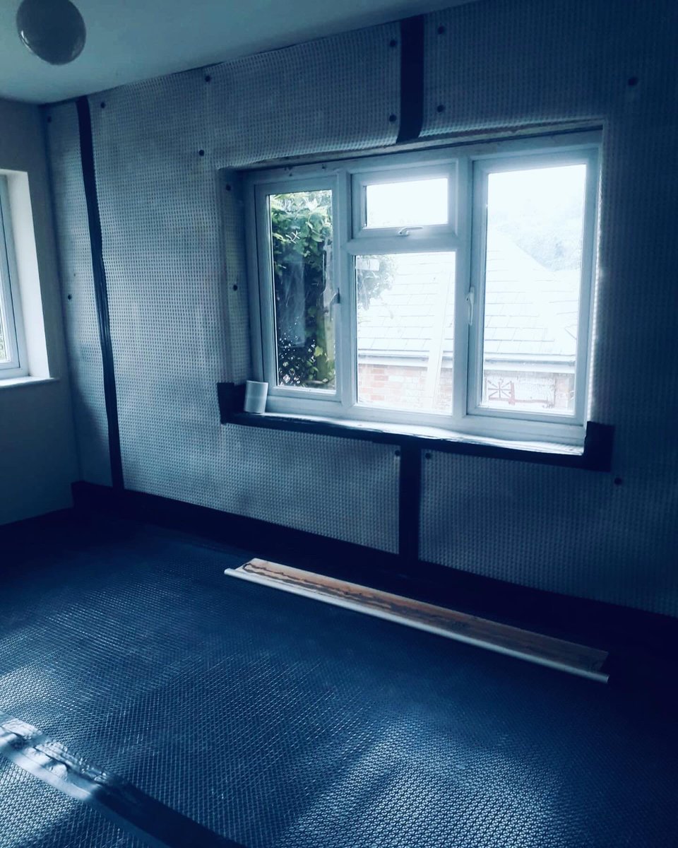 Damp proofing installed to this garage conversion in Stroud. Original structure built without damp provision, now ready for studwork, insulation and plaster boarding to create an additional habitable living space. #dampproofing #stroud #garageconversion #renovation