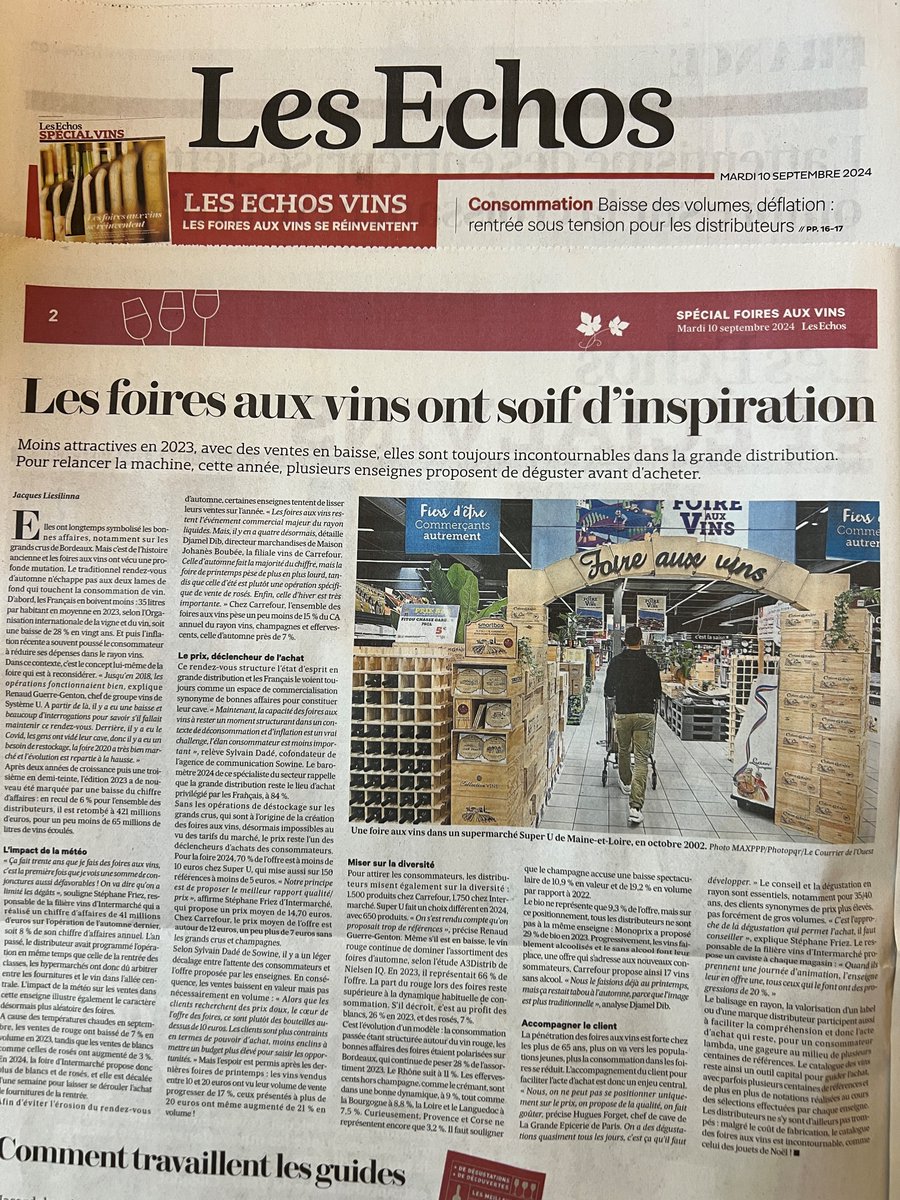 Les foires aux vins en mal d'inspiration ?

Retrouvez l'interview de Sylvain Dadé dans le dossier Spécial Vins paru hier dans <a href="/LesEchos/">Les Echos</a>  qui s'interroge sur la capacité de ce temps fort de rentrée à rester un moment structurant dans le parcours d'achat de vin des Français