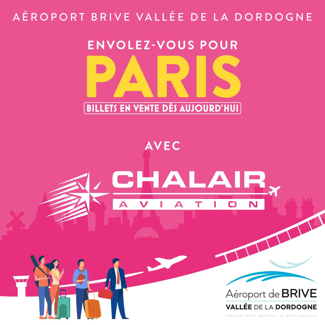 FlyingBrive's tweet image. L'Aéroport souhaite la bienvenue à la compagnie aérienne CHALAIR (@chalairaviation) qui exploitera la ligne vers Paris Aéroport - Orly (ORY) dès le 16 septembre.
=&amp;gt; Billets en vente sur le site chalair.fr ou en agences de voyages - pour départs du 16/09 au 25/10.