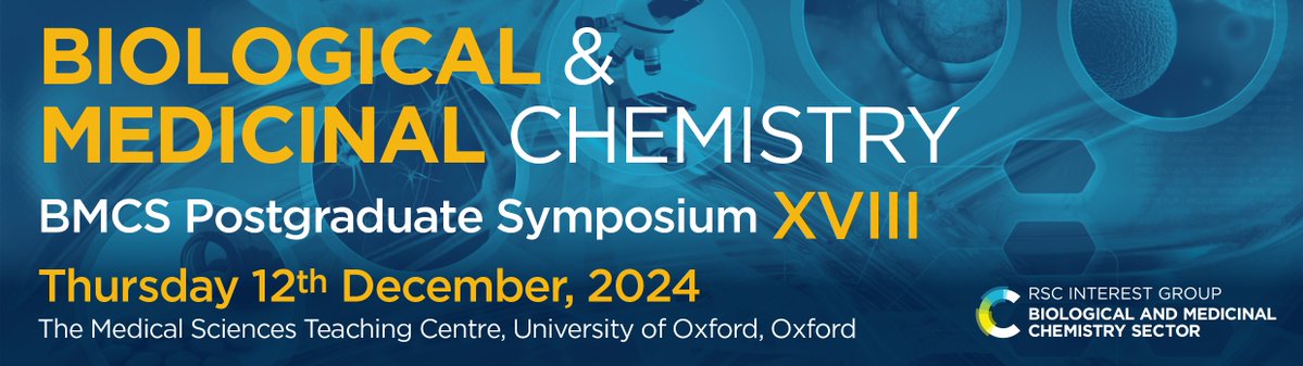 Don't forget to submit an abstract for Postgraduate Symposium XVIII – Biological and Medicinal Chemistry Symposium for Postgraduates❗

Deadline- 4th October 2024🗓️

To submit your abstract, use the link below👇  hg3.co.uk/psxviii/ 

#BMCSPostGrad24