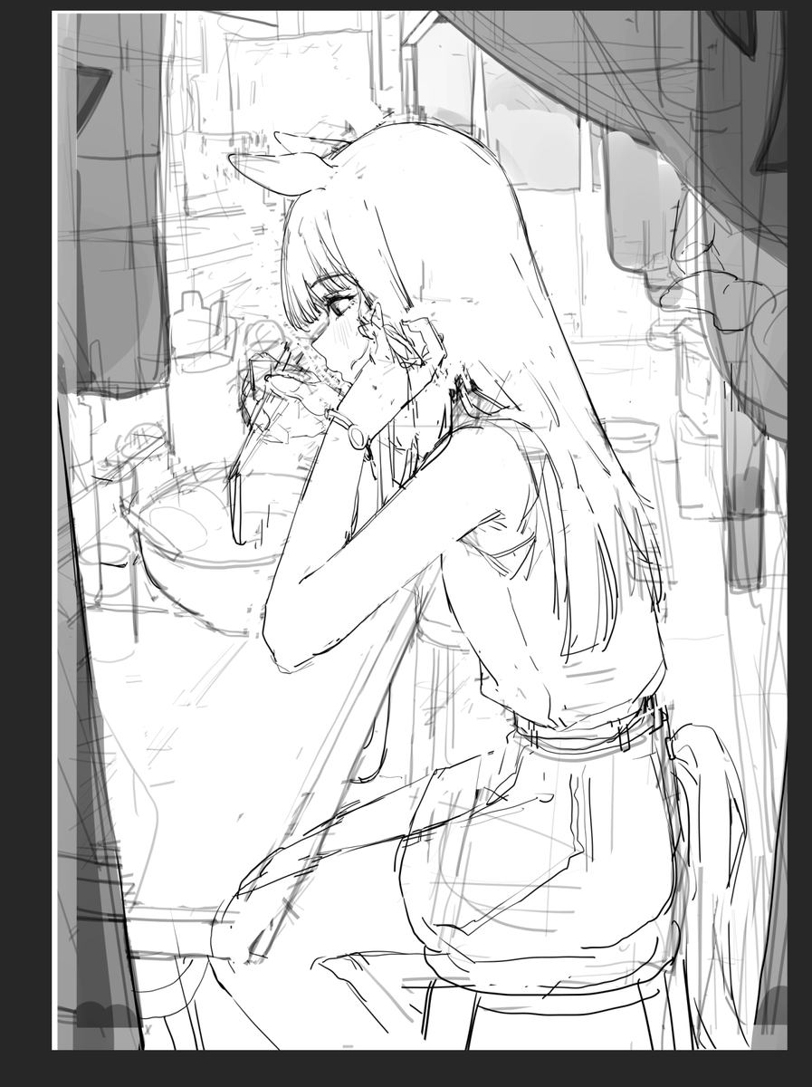 ウマ娘ラーメン同合の没ラフ 