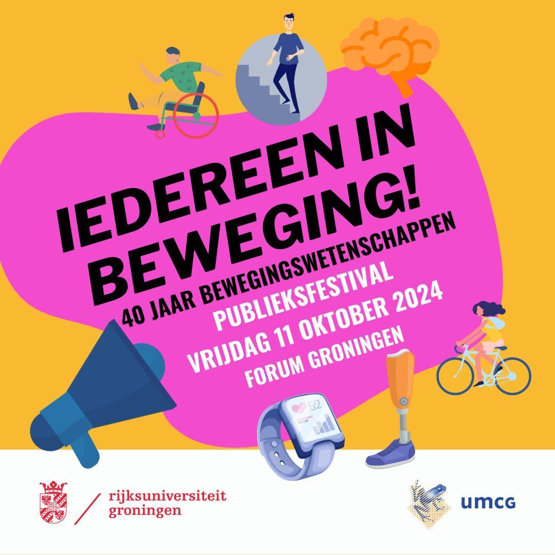 Human Movement Sciences/Bewegingswetenschappen (@bw_groningen) on Twitter photo 📢🤩 We bestaan als afdeling Bewegingswetenschappen dit jaar 40 jaar, en dat willen we vieren met inwoners van Groningen en omstreken! Kom naar ons publieksfestival ‘Iedereen in beweging!’ op vrijdag 11 oktober a.s. van 12.30 en 17.00 uur in het Forum:  
buff.ly/4cuRRN2 📢🤩 We bestaan als afdeling Bewegingswetenschappen dit jaar 40 jaar, en dat willen we vieren met inwoners van Groningen en omstreken! Kom naar ons publieksfestival ‘Iedereen in beweging!’ op vrijdag 11 oktober a.s. van 12.30 en 17.00 uur in het Forum:  
buff.ly/4cuRRN2