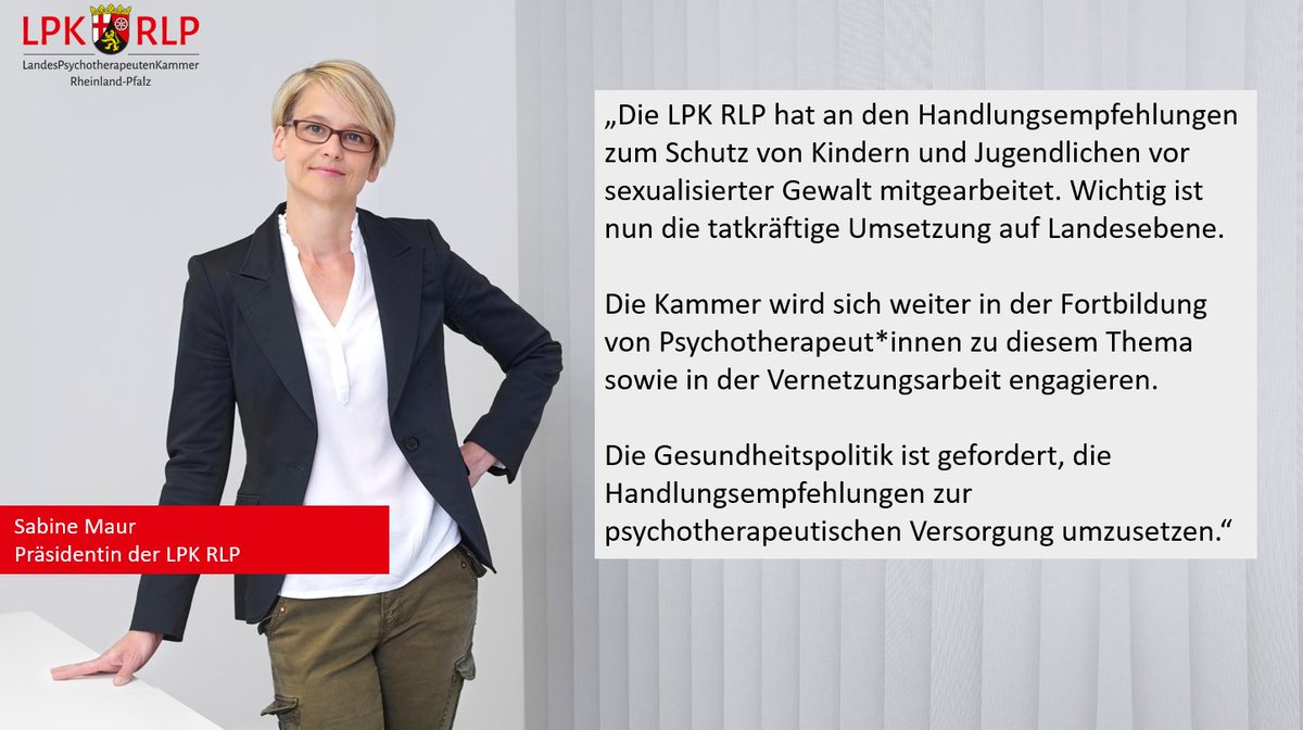 Der Pakt gegen sexualisierte Gewalt an Kindern u. Jugendlichen hat der rheinland-pfälzischen Landesregierung 40 Handlungsempfehlungen überreicht. Die <a href="/LPKRLP/">LPK RLP</a> war an der Erarbeitung der Empfehlungen beteiligt. Wichtig: Schneller Zugang zu Psychotherapie: lpk-rlp.de/detail/pakt-ge…