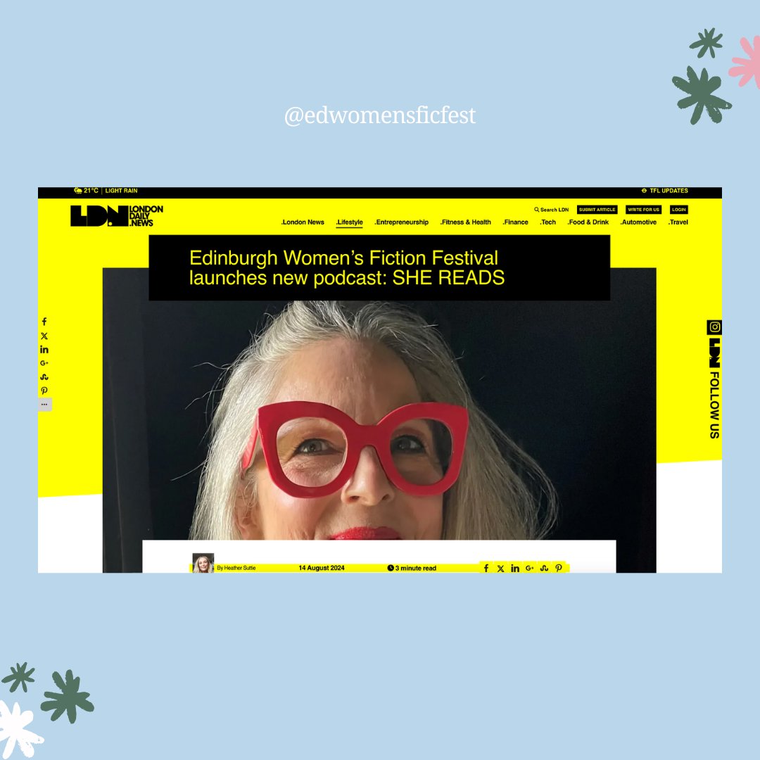 Edinburgh Women's Fiction Festival (@edwomensficfest) on Twitter photo Feeling so grateful to be featured in the London Daily News! 🗞️ Our SHE READS podcast is a labour of love, and we’re thrilled it’s resonating with so many. 🎙️ Thank you for the support! Listen in: londondaily.news/edinburgh-wome…
🎟️ edwomensficfest.co.uk/tickets <a href="/LDNdailynews/">londondaily.news</a> Feeling so grateful to be featured in the London Daily News! 🗞️ Our SHE READS podcast is a labour of love, and we’re thrilled it’s resonating with so many. 🎙️ Thank you for the support! Listen in: londondaily.news/edinburgh-wome…
🎟️ edwomensficfest.co.uk/tickets <a href="/LDNdailynews/">londondaily.news</a>