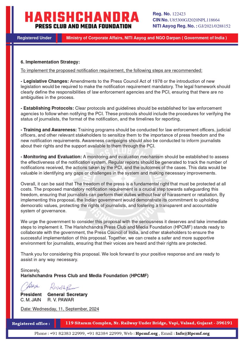 HPCMF_Org's tweet image. Support Press Freedom!  

Journalists are the backbone of democracy, yet face growing threats. Our proposal calls for a mandatory 24-hour notification to the Press Council of India if a journalist is arrested or questioned.  

Stand with us to protect press freedom!  

#HPCMF