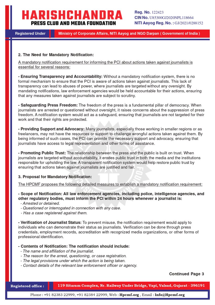 HPCMF_Org's tweet image. Support Press Freedom!  

Journalists are the backbone of democracy, yet face growing threats. Our proposal calls for a mandatory 24-hour notification to the Press Council of India if a journalist is arrested or questioned.  

Stand with us to protect press freedom!  

#HPCMF