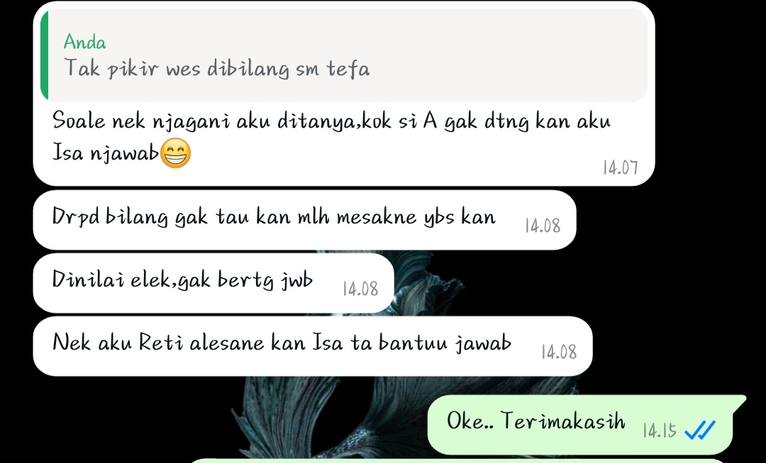 Ndak dikira elek.. Wong wes biasa dinilai elek karo g bertanggungjawab.. Wkakakak