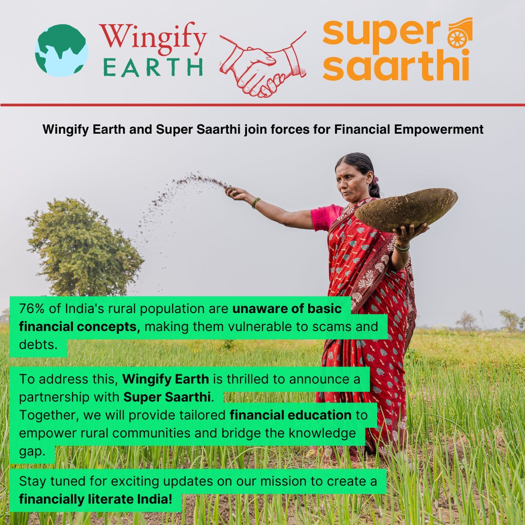 WingifyFoundtn's tweet photo. Partnering with @SuperSaarthi  to bridge the financial gap. This is our Investment for a more secure future for underprivileged communities. #FinancialEmpowerment  #CSRInitiative   #CommunityDevelopment  #FinancialAwareness https://t.co/c3qKWHbxFG