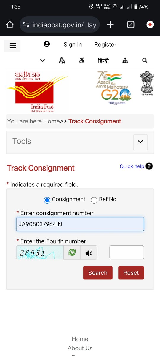 Where is my consignment ?<a href="/PMOIndia/">PMO India</a> <a href="/IndianPost8825/">Indian Post</a> <a href="/AmitShah/">Amit Shah</a> <a href="/IndiaPostOffice/">India Post</a>