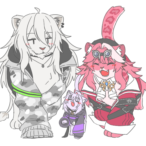 猫又おかゆ ,獅白ぼたん 「Holo Cat#絵かゆ #RaorArt #ししらーと 」|裕司‧威爾斯(ウェルシュ)のイラスト