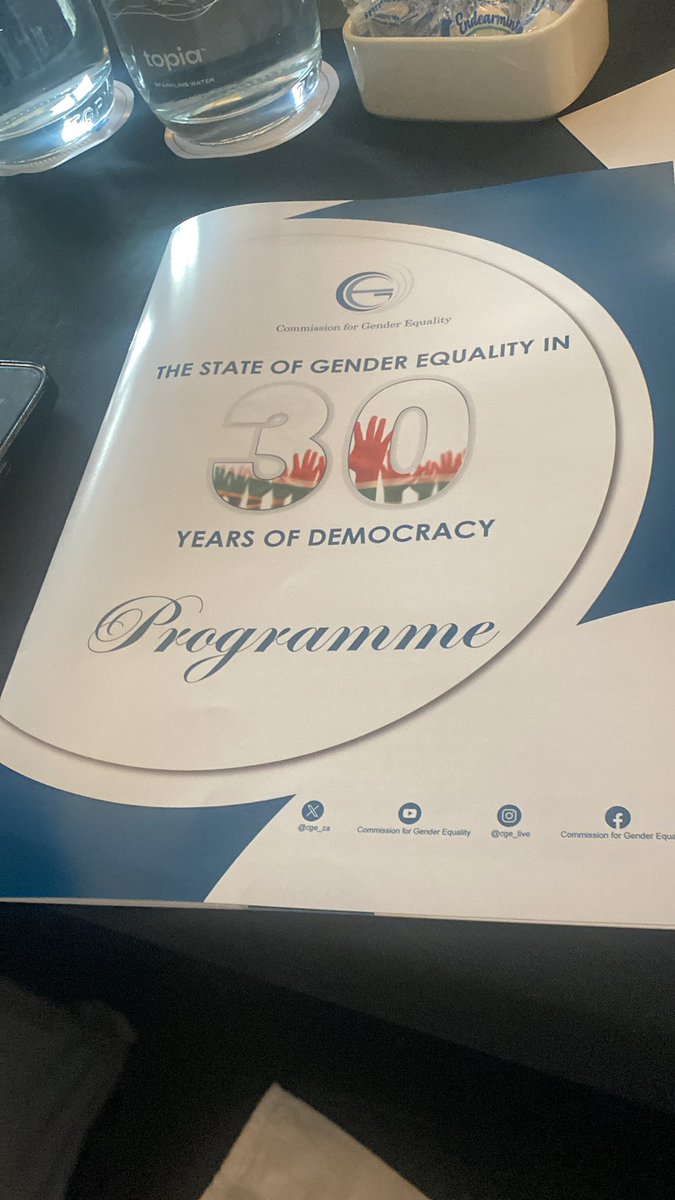 Happening Now <a href="/CGE_ZA/">Commission for Gender Equality</a> Conference on the State of Gender Equality in 30 Years of Democracy. <a href="/ufh1916/">University of Fort Hare</a> in attendance