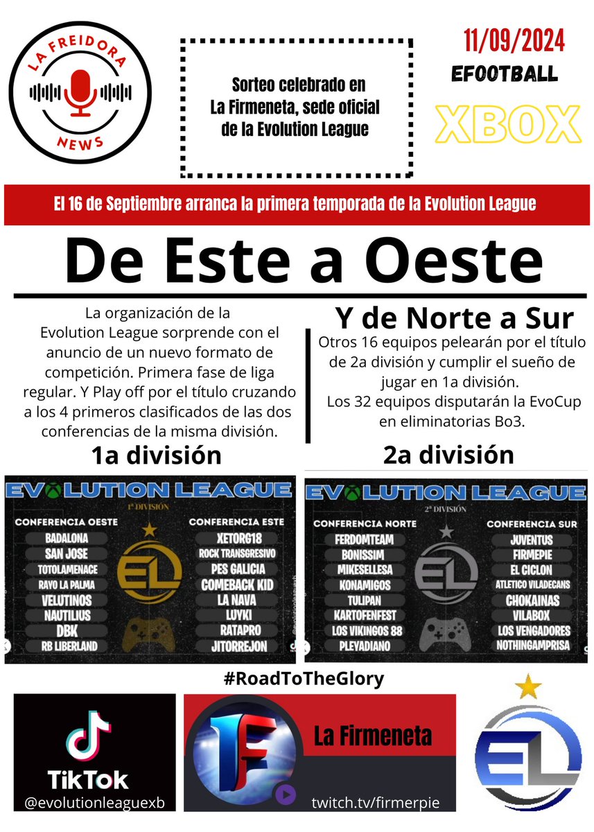 En un momento de bajas expectativas por parte de <a href="/Konami/">Konami</a> con #eFootball , una vez más la comunidad le da vida al juego. #EvolutionLeague Xbox 🎮 
<a href="/rodrigoarana100/">Rodrigo</a> <a href="/adrianruizfz/">Adrián Ruiz</a> <a href="/RodrigoBilro1/">Rodrigo Bilro</a> <a href="/txemabutrera/">Txemabutrera</a> <a href="/alejandro58832/">alejandro</a> <a href="/Pau_lara24/">Pau Lara Soler</a> <a href="/mikele_fc/">Damia Granero</a> <a href="/PowerGuanxe/">PowerGuanxe</a> <a href="/cm_pesgalicia/">CM_PESGALICIA</a>