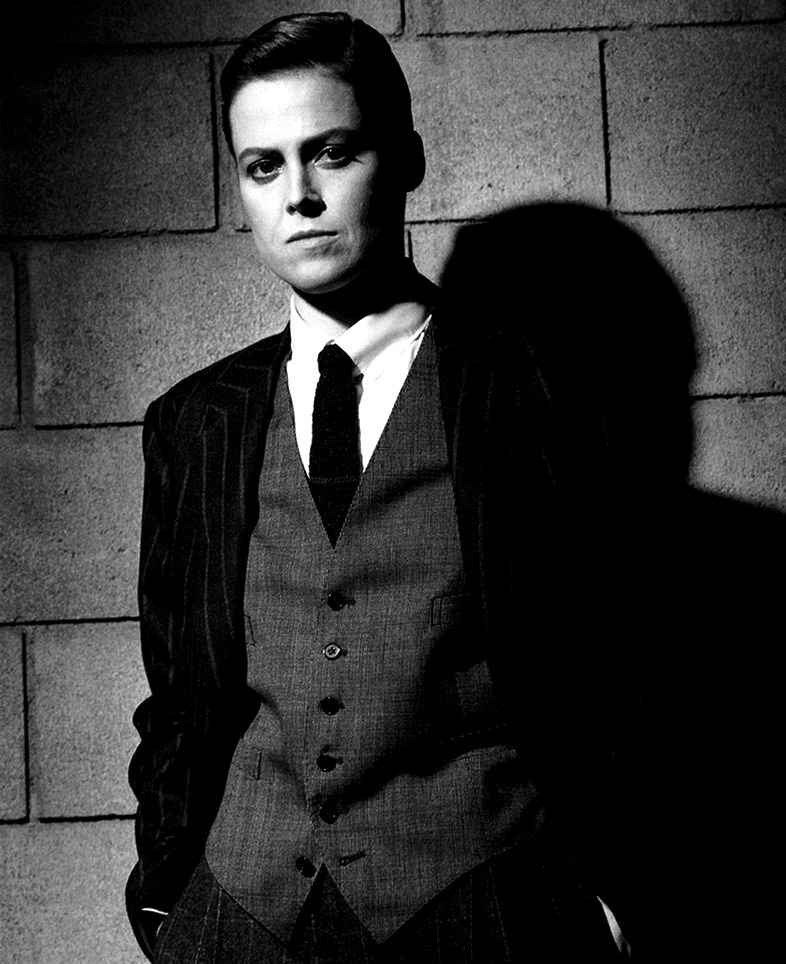 Sigourney Weaver photographed by Helmut Newton, 1983.