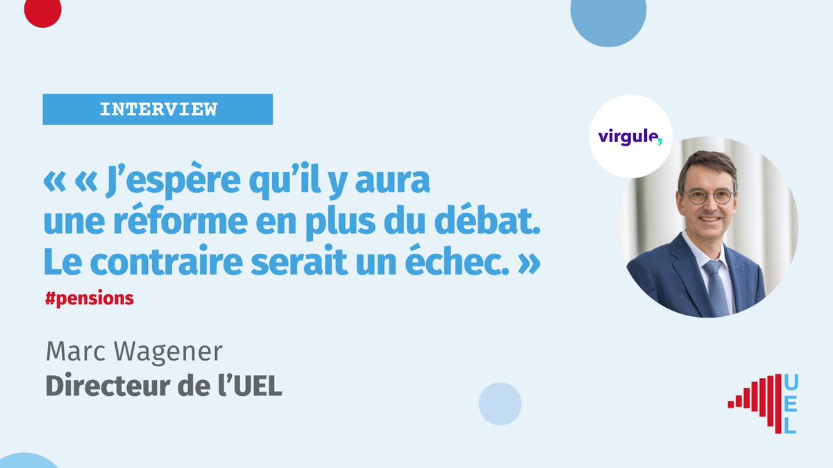 #interview #pensions
🗣️ Notre directeur <a href="/MarcWagener/">Marc Wagener</a> s'est prononcé sur le système des retraites, dans une interview donnée à <a href="/virgule_lu/">Virgule.lu</a>.
Il y a notamment souligné la nécessité urgente d'une réforme de ce système, pour assurer la pérennité de celui-ci, préserver l'équité
