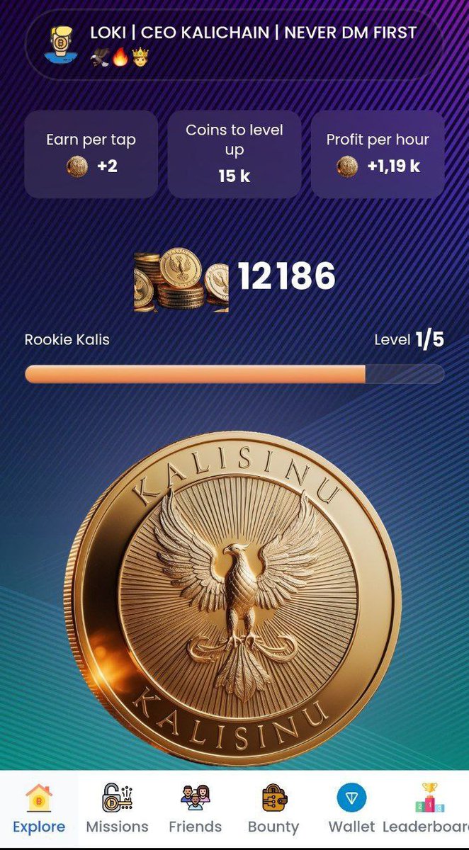 ChriSoO0o's tweet photo. @KalisInuOff Kalis inu tap to earn memcoin is coming @ton_blockchain
#KalisInu #Kalichain #BlockchainGaming #TON https://t.co/f9RJ4kM0iH