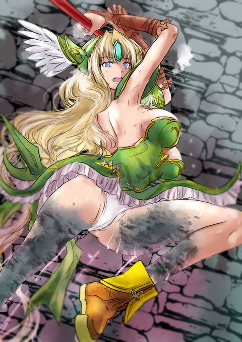 #聖剣伝説 
「あ……危なかった。もう少しで、全身を石化されてしまう所でした」
聖剣伝説3のリース王女様。
なんで石化ピンチを描いたのか覚えてないのですが、石化回復急げ! 