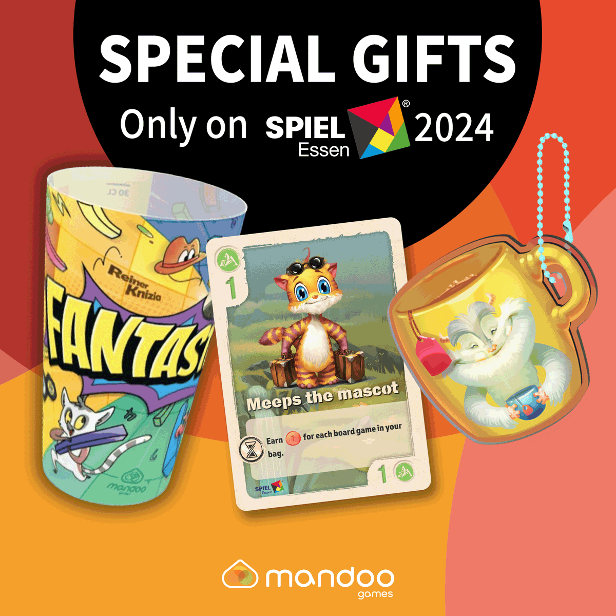 iMandooGames's tweet photo. Discover very special gifts you can take in Spiel Essen 2024! 😉
#Spiel2024 #thevaleofeternity #yetisnack #ReinerKnizia #Fantasticks  #보드게임 #mandoogames #j2s #boardgame #ESSEN2024 https://t.co/ubcpHJhxXU