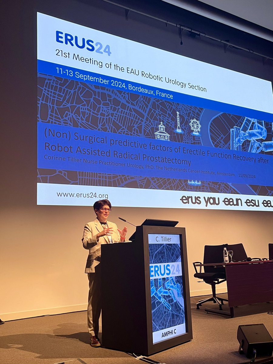 Thank you @CorinneTillier for sharing at #ERUS24 <a href="/EAUNurses/">European Association of Urology Nurses (EAUN)</a>  your findings on erectile disfunction post nerve sparing robotic prostatectomy.