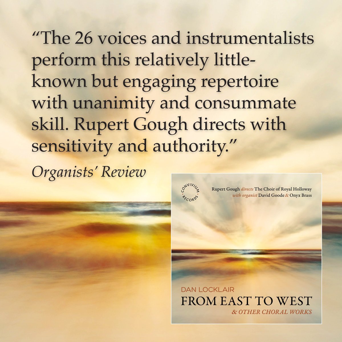 Convivium Records (@conviviumuk) on Twitter photo ✨Read the latest review of Dan Locklair's From East To West, which has appeared in Organists' Review.
👉 conviviumrecords.co.uk/label-reviews/…
<a href="/RoyalHollChoir/">The Choir of Royal Holloway</a>
<a href="/RupertGough/">Rupert Gough</a>
@onyxbrass ✨Read the latest review of Dan Locklair's From East To West, which has appeared in Organists' Review.
👉 conviviumrecords.co.uk/label-reviews/…
<a href="/RoyalHollChoir/">The Choir of Royal Holloway</a>
<a href="/RupertGough/">Rupert Gough</a>
@onyxbrass