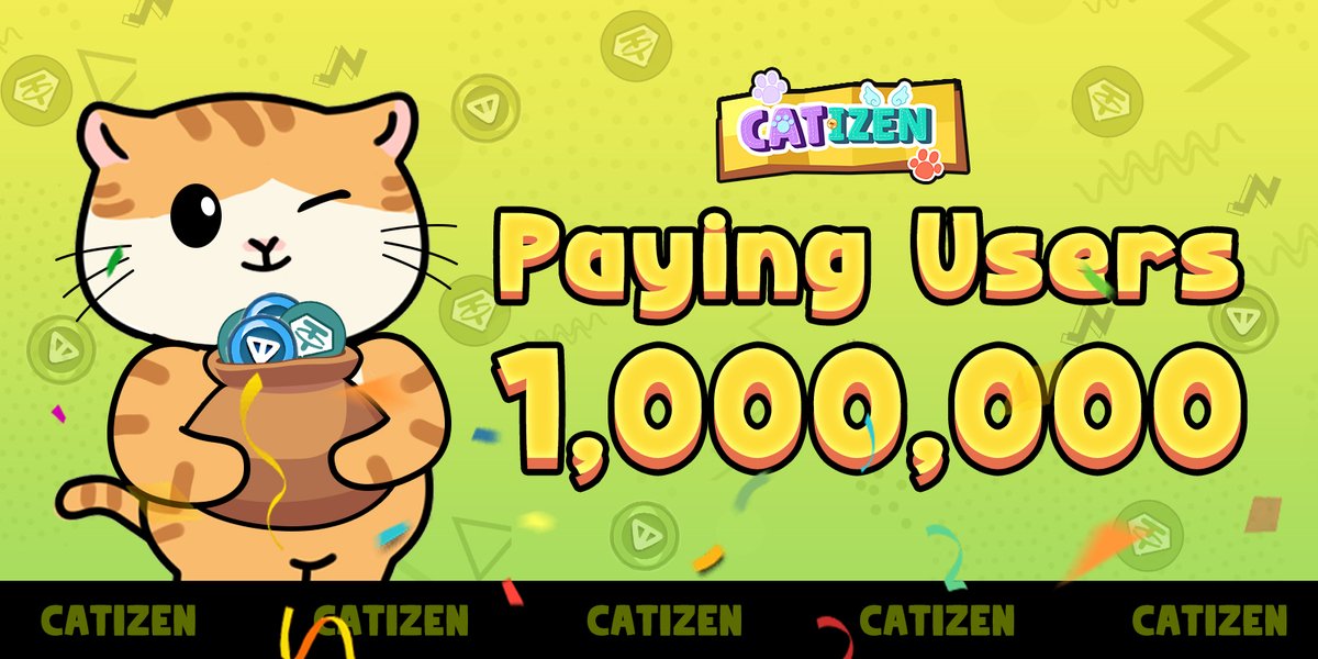 🔥 The total number of Paying Users in Catizen has reached 1,000,000 (1 million), with an ARPPU of $27! 🚀💰

Catizen has become the FIRST application in Web3 history to exceed 1 million paying users!

$CATI airdrop will reach from Silver League to Royal League!👑

Grab this last