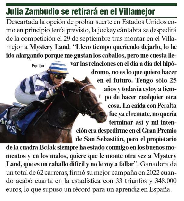FormaciónIB (@formacionib) on Twitter photo Una tristeza muy grande. <a href="/julia_zambudio/">JULIA ZAMBUDIO</a> debe saber que para muchos va a ser inolvidable su presencia en las pistas. Una pena que tenga que dejarlo. Y lo ha logrado con su esfuerzo Una tristeza muy grande. <a href="/julia_zambudio/">JULIA ZAMBUDIO</a> debe saber que para muchos va a ser inolvidable su presencia en las pistas. Una pena que tenga que dejarlo. Y lo ha logrado con su esfuerzo