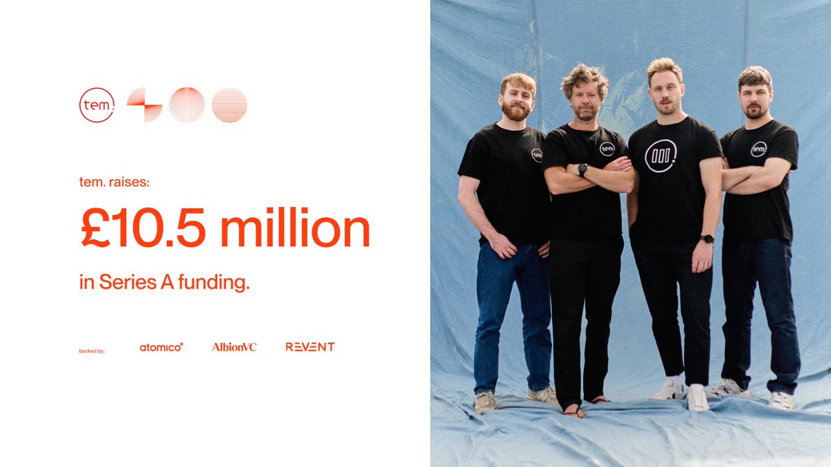 tem. has raised £10.5m in Series A funding! 🚀

Bringing us one step closer to a world where any business can access the renewable energy they need, forever. 

Thank you to our incredible investors who are backing us all the way: @Atomico <a href="/AlbionVC/">AlbionVC</a> <a href="/ReventVC/">Revent</a> 🧡