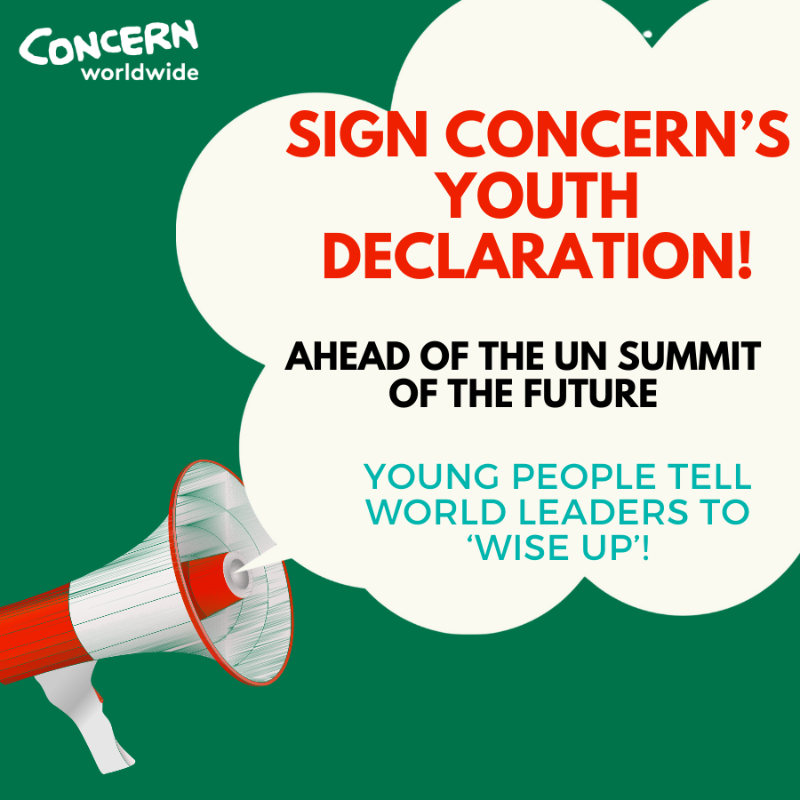 Concern's tweet photo. A youthless policy is a useless policy!

Lend your voice to our Summit of the Future Youth Declaration. 

From more involvement in decision making to phasing out of fossil fuels, young people deserve a say in their future.

We invite people of all ages to show their support & sign our Summit of the Future Youth Declaration! ✍️⤵️

https://t.co/hTNRjhu8Bs
#SOTF #SDGs