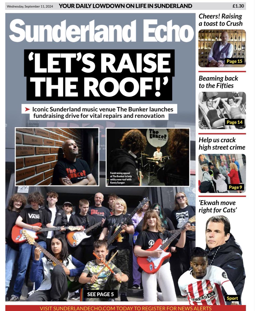Today’s splash as <a href="/thebunkercic/">The Bunker CIC</a> fundraises to futureproof the historic site to bring the joy of music to Mackems for another 40 years. Full story here: sunderlandecho.com/news/people/th…