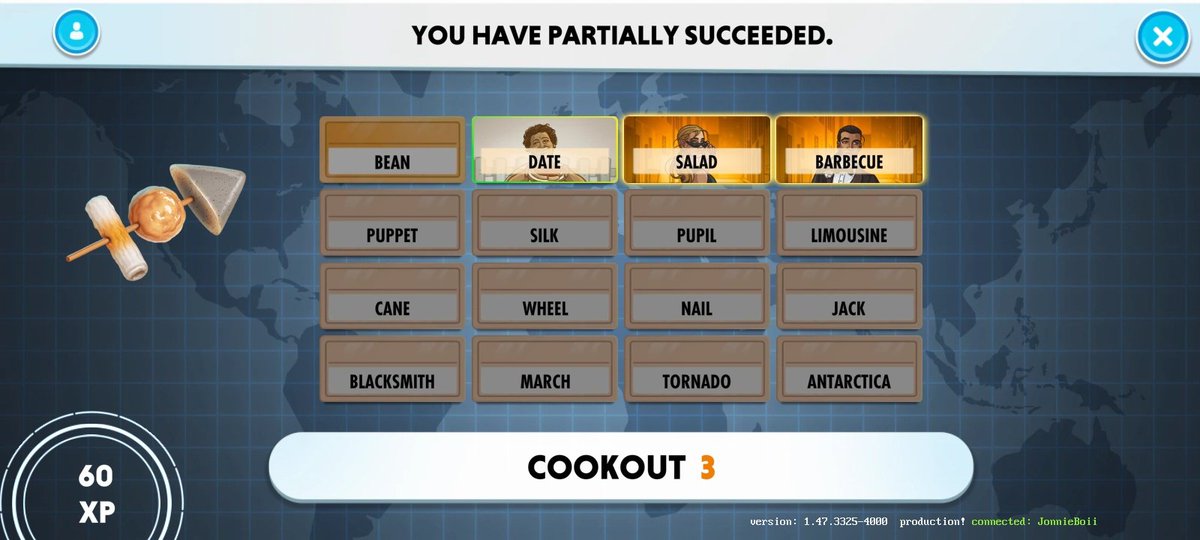 #codenames 😋

if it was: BEAN - SALAD - BBQ, the clue would've been simply FOOD 3.

explanation: 
• COOKOUT is an event / gathering.. which always entails a DATE.
• or you could be on a DATE with someone in a form of a COOKOUT.

*yes DATE = fruit, but the other 3 FOOD >>>>>