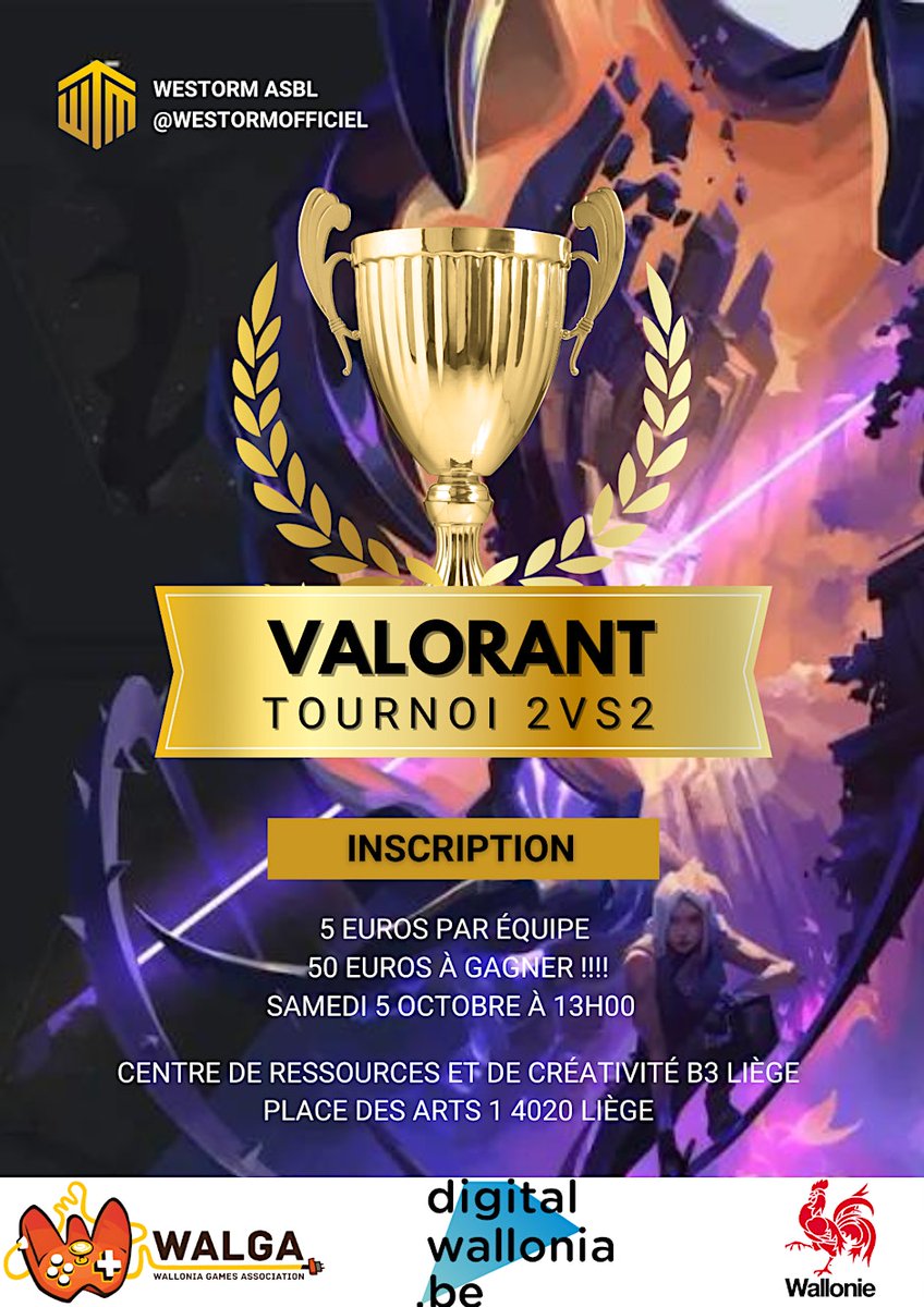 Un tournoi #VALORANT en approche sur Liège avec <a href="/WALGAbe/">WALGA</a>  ! 😎

Plus d'infos dans notre calendrier sur lan-area.be