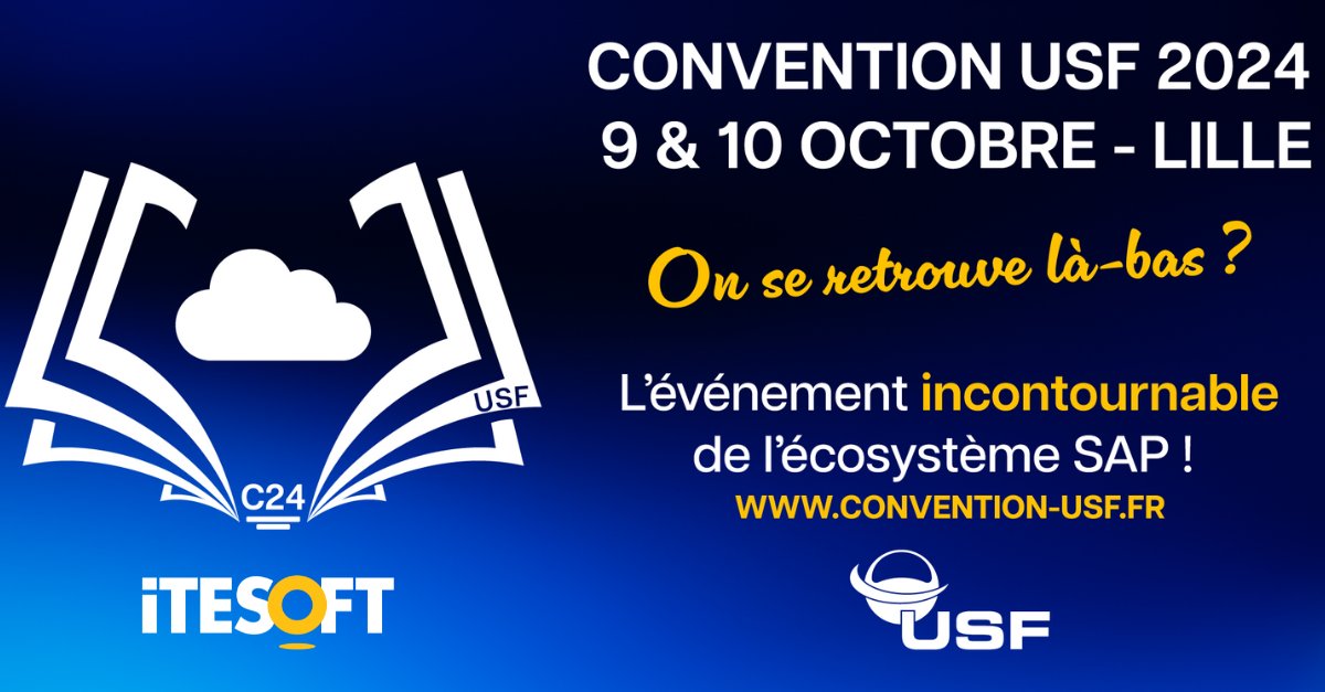 #Convention #USF | ITESOFT et son client Aéroport Marseille Provence sont fiers d’embarquer au grand RDV de l’écosystème #SAP.
🤝 Venez rencontrer notre équipe - Stand 53
🎯 « Il était une fois le Cloud : Entre mythe et réalité... »
☁️ Pour participer👉bit.ly/3cZfBJY