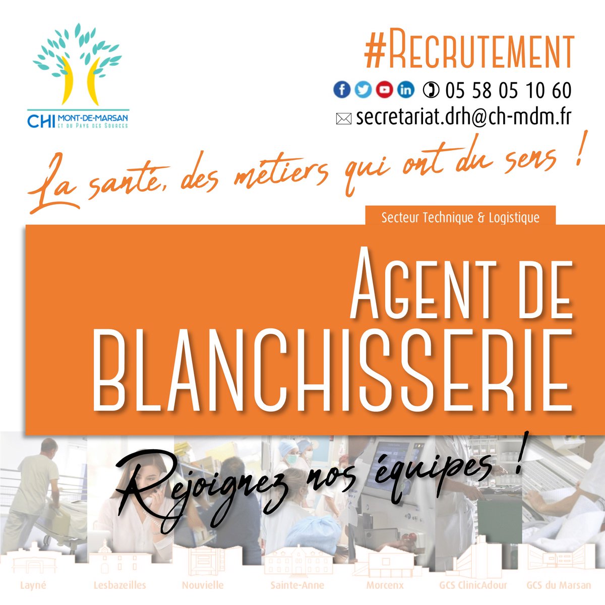 ✅𝗣𝗮𝗿𝘁𝗮𝗴𝗲𝗼𝗻𝘀 𝗹𝗲𝘀 𝗼𝗳𝗳𝗿𝗲𝘀 𝗱'𝗲𝗺𝗽𝗹𝗼𝗶 𝗱𝘂 𝗖𝗛𝗜 ...
📣ℹ️𝗖𝗲𝘁𝘁𝗲 𝘀𝗲𝗺𝗮𝗶𝗻𝗲 𝗼𝗻 𝗿𝗲𝗰𝗵𝗲𝗿𝗰𝗵𝗲 𝘂𝗻(𝗲) #𝗔𝗴𝗲𝗻𝘁 𝗱𝗲 𝗯𝗹𝗮𝗻𝗰𝗵𝗶𝘀𝘀𝗲𝗿𝗶𝗲
ch-mt-marsan.nous-recrutons.fr/poste/w6k9llxu…