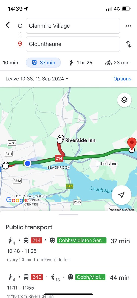 📖 A tale about public transport with a baby in Cork.

Today I wanted to attend a baby yoga class 7 km from my house, or a 10minute drive. 

There’s no direct bus from Glanmire to Glounthaune, and baba is still too small for the bike, so I’ll get the 214 bus &amp; the commuter train