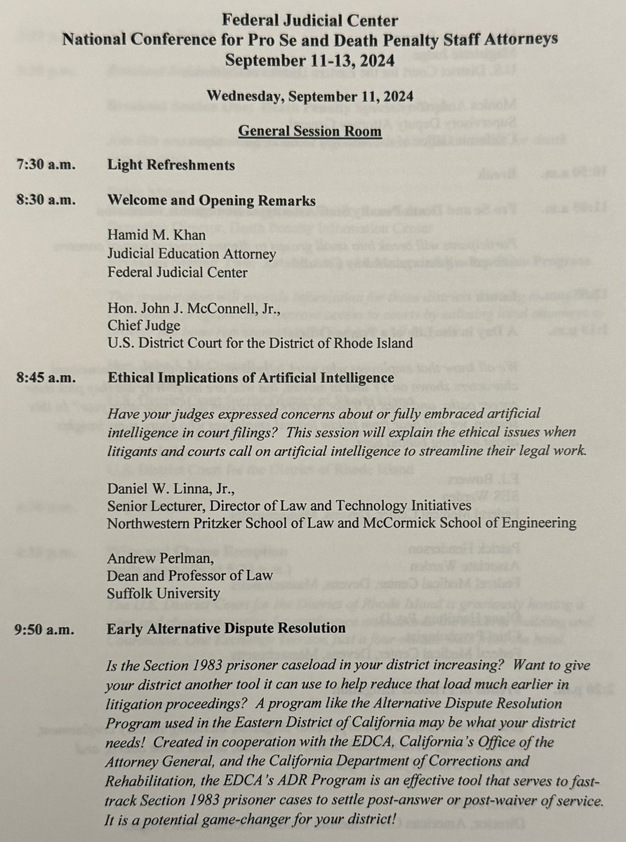DanLinna's tweet image. Great audience questions today when presenting with @Andrew_Perlman about the benefits and risks of judges and lawyers using AI for legal tasks. Andy and I agree that we are just scratching the surface of what can be done with AI systems.

We need to train everyone to use AI…