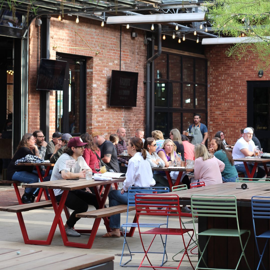 End your day at <a href="/thejonesokc/">The Jones Assembly</a> and enjoy live music from local musicians on their patio every weeknight. 🎙️ 🎶