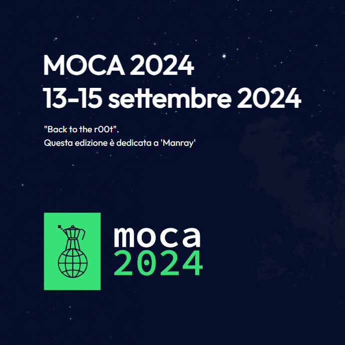 Metro Olografix (@metroolografix) on Twitter photo Ringraziamo tutte le community che stanno arrivando al #MOCA2024 da tutta Italia:
<a href="/cybersaiyanIT/">Cyber Saiyan | RomHack Conference, Training, Camp</a>
<a href="/owasp/">OWASP® Foundation</a>
<a href="/GuerrediRete/">Guerre di Rete</a>
<a href="/SecurityCertIT/">SecurityCert</a>
#Sikurezzaorg
<a href="/BITM_HACKLAB/">Berghem-in-the-Middle (BITM)</a>
<a href="/SecurityBSides/">Security BSides</a> Italia
#roseislandhackedembassy
<a href="/fibonhack/">fibonhack</a>
#ItalianHackersEmbassy
#M71A
<a href="/grusp/">GrUSP</a>
<a href="/HackInBo/">HackInBo® Infosec Security Conference & Training</a>
A domani!! Ringraziamo tutte le community che stanno arrivando al #MOCA2024 da tutta Italia:
<a href="/cybersaiyanIT/">Cyber Saiyan | RomHack Conference, Training, Camp</a>
<a href="/owasp/">OWASP® Foundation</a>
<a href="/GuerrediRete/">Guerre di Rete</a>
<a href="/SecurityCertIT/">SecurityCert</a>
#Sikurezzaorg
<a href="/BITM_HACKLAB/">Berghem-in-the-Middle (BITM)</a>
<a href="/SecurityBSides/">Security BSides</a> Italia
#roseislandhackedembassy
<a href="/fibonhack/">fibonhack</a>
#ItalianHackersEmbassy
#M71A
<a href="/grusp/">GrUSP</a>
<a href="/HackInBo/">HackInBo® Infosec Security Conference & Training</a>
A domani!!