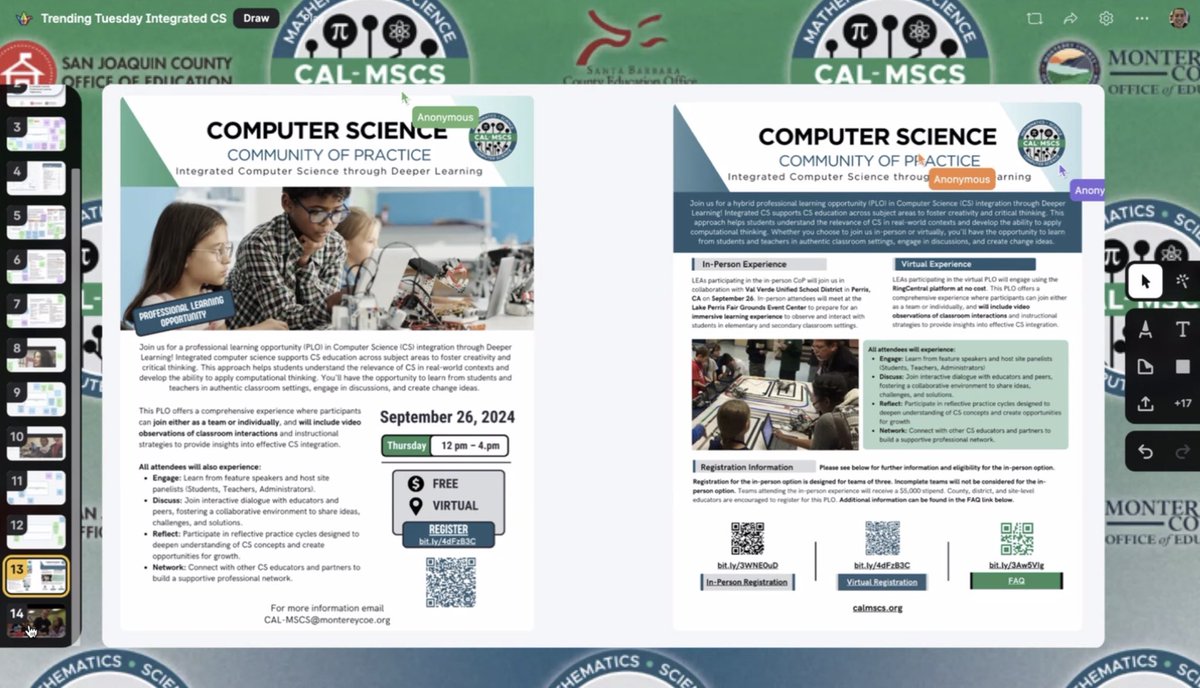 p12innovation's tweet image. Shout out to @MrRodGarcia and the calmscs.org team! Sharing insights to support the flexible implementation of integrated CS. So many ideas! 🤩🙌
#calmscs #trendingtuesday