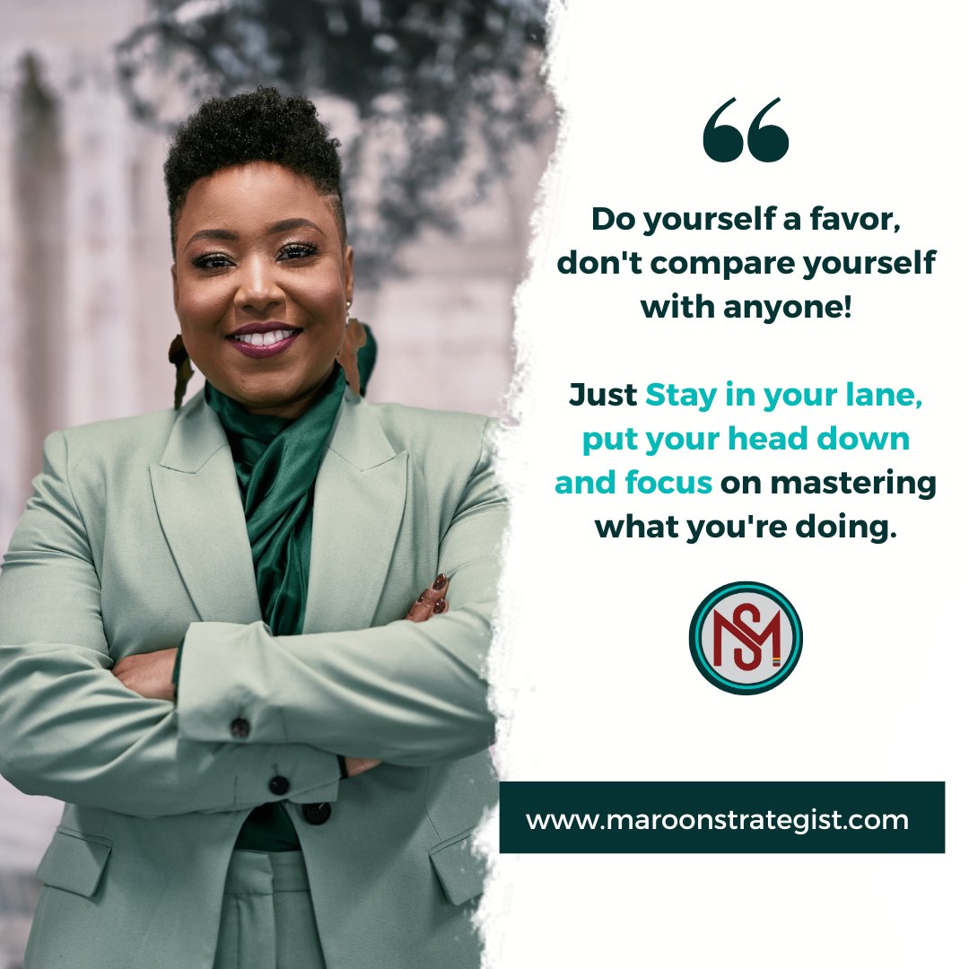 MaroonStrat's tweet photo. Do yourself a favor, don't compare yourself with anyone!

Just Stay in your lane, put your head down and focus on mastering what you're doing. https://t.co/9f64Q0pO59