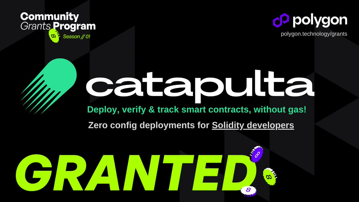 catapulta_sh's tweet photo. GRANTED by @0xPolygon 🟣🟢⚪️

Up to 2𝟬.𝟬𝟬𝟬 POL for devs and teams building in @0xPolygon!

Deploy using @catapulta_sh, get free gas  🫂

Smart contracts deployments, DAO proposals, on-chain ops...  we sponsor your gas costs in prod or testnet!

Join waitlist below ⏬ https://t.co/AcR82iqfGH