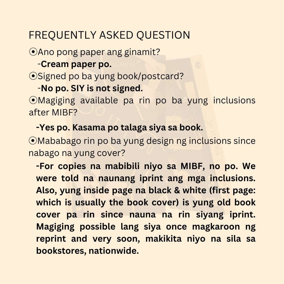 aassolidiers's tweet photo. 𝐒o... we asked for a better book cover and we were heard!
𝐈ntroducing the updated and better version of So It's You 🥁✍️
𝐘es! Our Kayla and Jarbabe are coming home real soon. Indeed, a Happy Anniversary. 🎊

Please refer to the pictures below for our FAQs.
#SIYouSoon 🖤💛 https://t.co/ACN76YXv6R